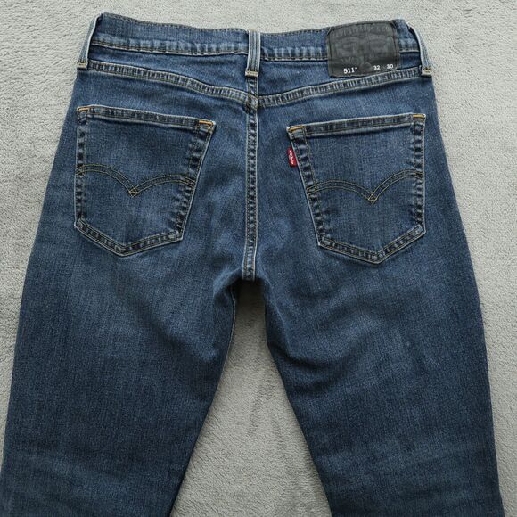 Levi's 511 Jeans Mens Fits 30x29 (Size 32x30) Blue Slim Stretch Denim Shrinkage - Picture 12 of 16
